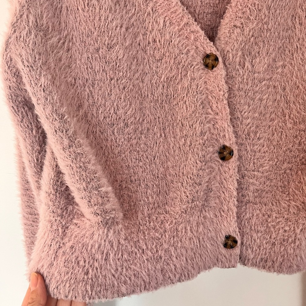 Women's Pink Cardigan Sweater - Picture 3 of 11